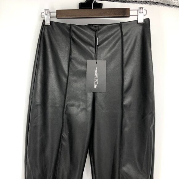 Pretty Little Thing NWT black shiny PU seam detail high waist fitted pants 4 - Picture 10 of 15